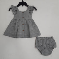 Grey Stripes Infant Dress & Diaper Cover Set Dress Yo Baby Wholesale 