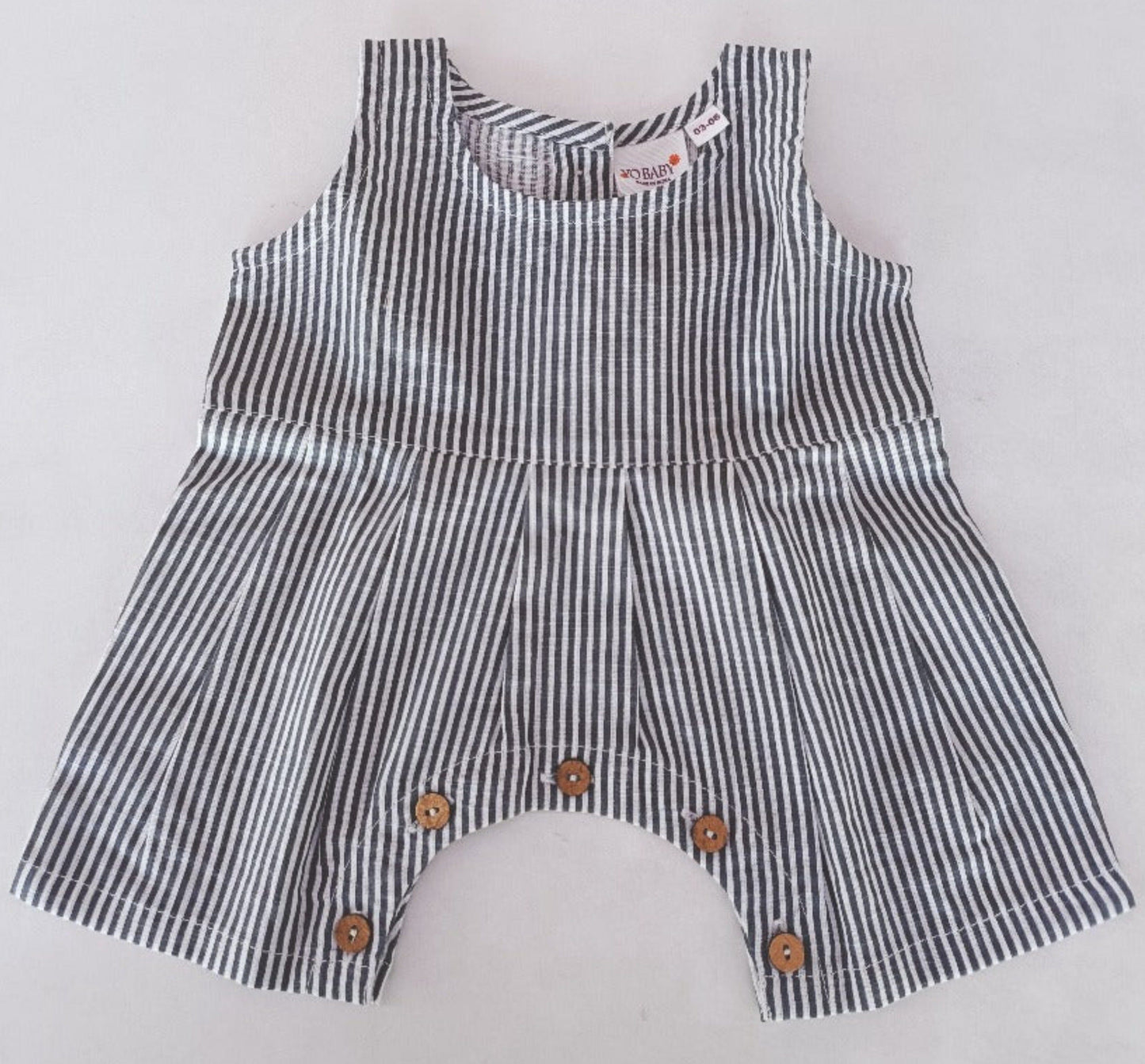 Grey Stripes Printed Baby Romper romper Yo Baby India 