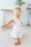 Grey Stripes Square Neck Lace Dress and Bloomers dress & diaper cover Yo Baby India 