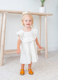 Grey Stripes Square Neck Lace Dress and Bloomers dress & diaper cover Yo Baby India 