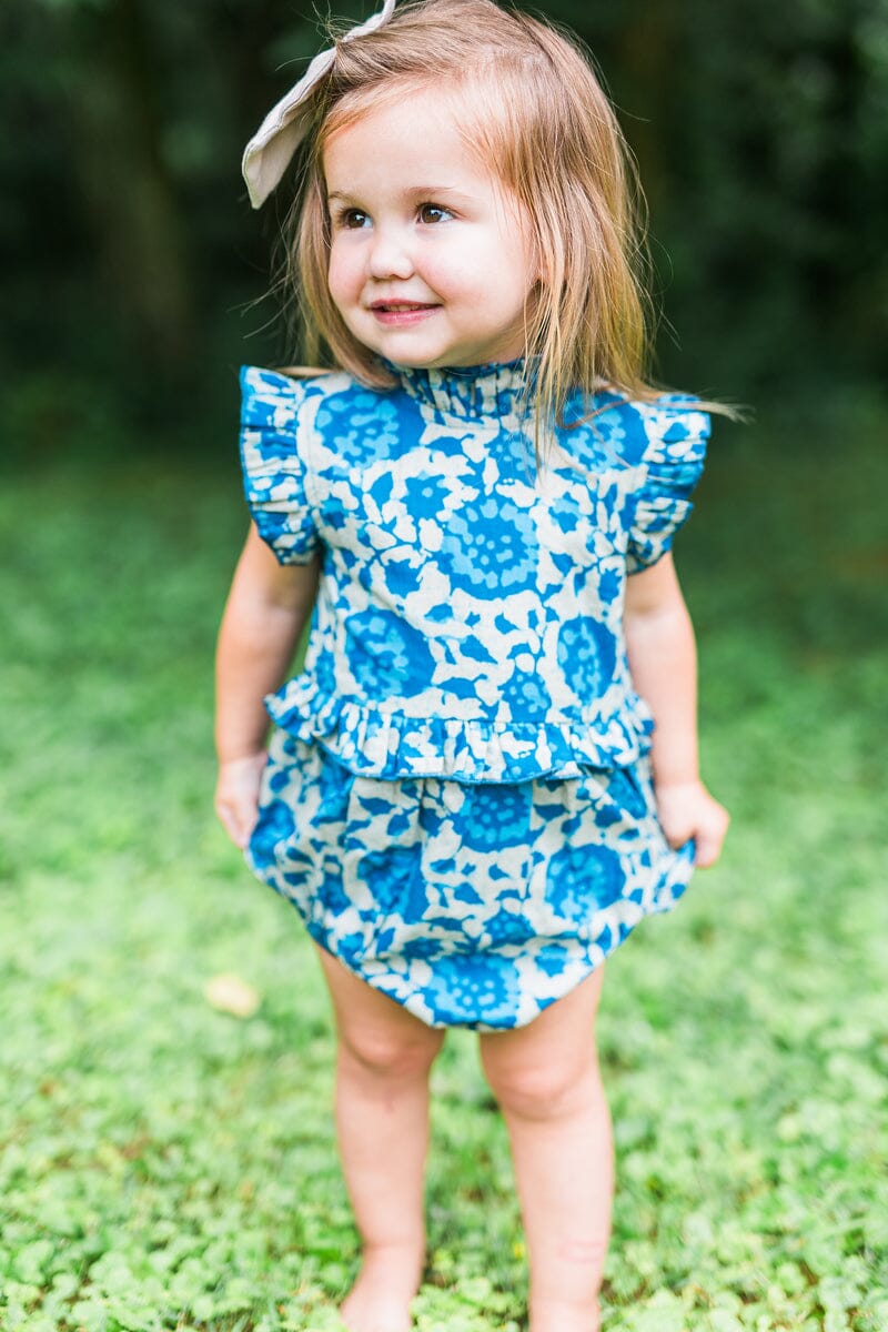 Indigo Floral Print Baby Romper Yo Baby India 