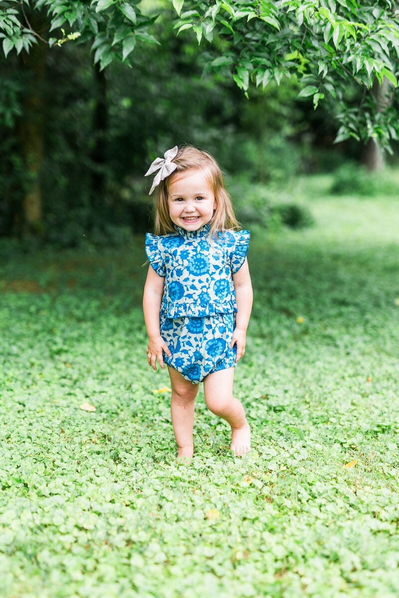 Indigo Floral Print Baby Romper Yo Baby India 