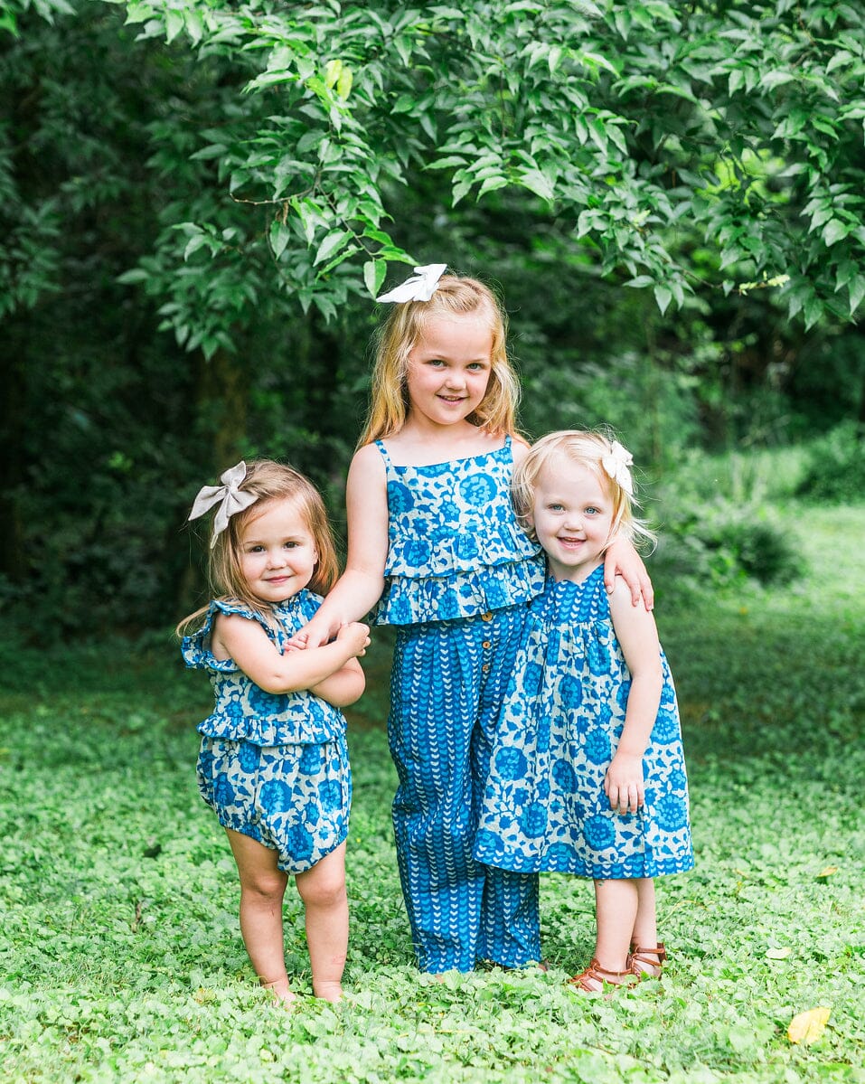 Indigo Floral Print Top & Pant Set TOP & PANTS SET Yo Baby India 