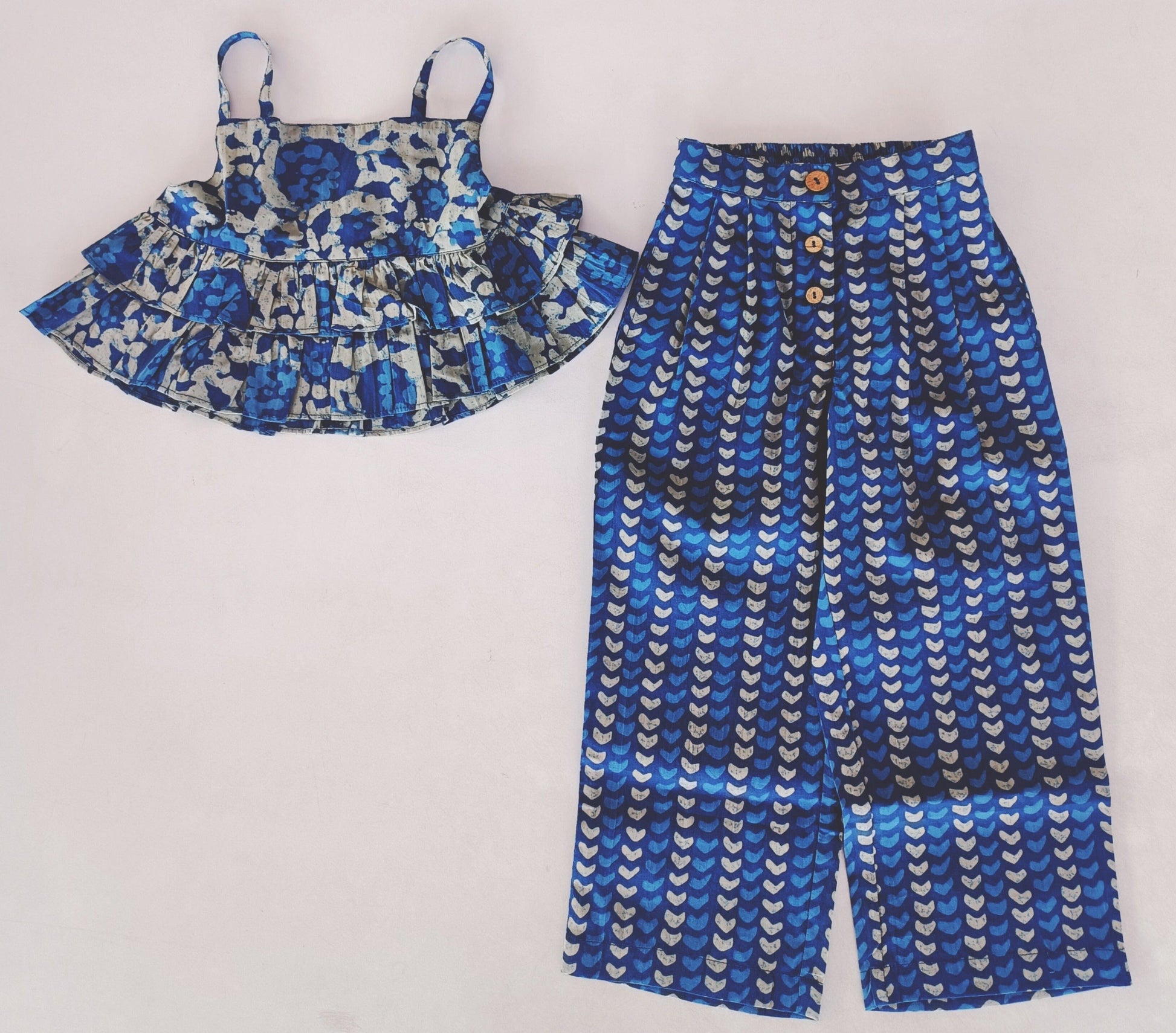 Indigo Floral Print Top & Pant Set TOP & PANTS SET Yo Baby India 