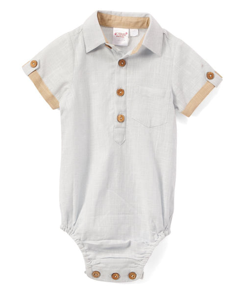 Infant Half-Sleeve Shirt Romper - Powder Blue diaper covers Yo Baby Wholesale 