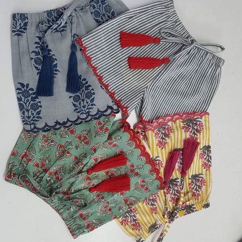 Infant Scalloped Drawstring Shorts – 100% Cotton Baby & Toddler Bottoms