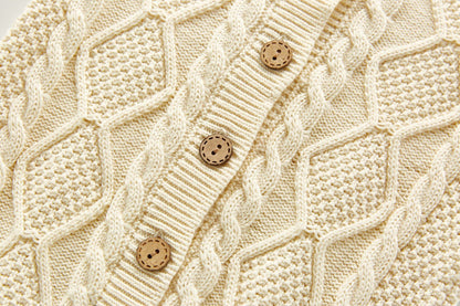 Ivory Cable Knit Sweater-Romper - Unisex Dress Yo Baby Wholesale 