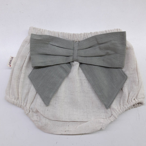 Ivory Diaper Cover with Grey Bows Yo Baby India 
