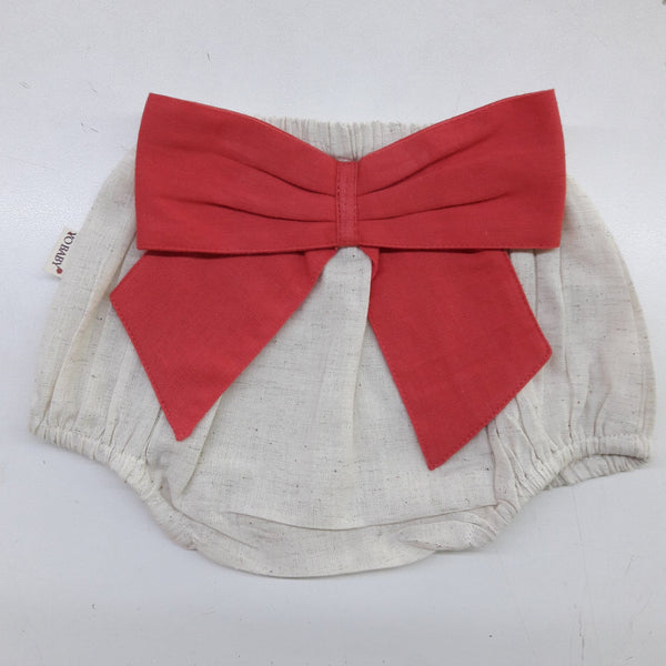 Ivory Diaper Covers with Coral Bows Yo Baby India 