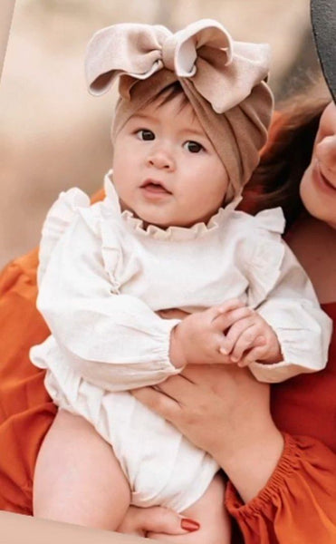 Ivory Full-Sleeves Ruffles Infant Romper Dress Yo Baby Wholesale 