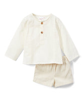 Ivory Henley Shirt With Linen Shorts Set Dress Yo Baby Wholesale 