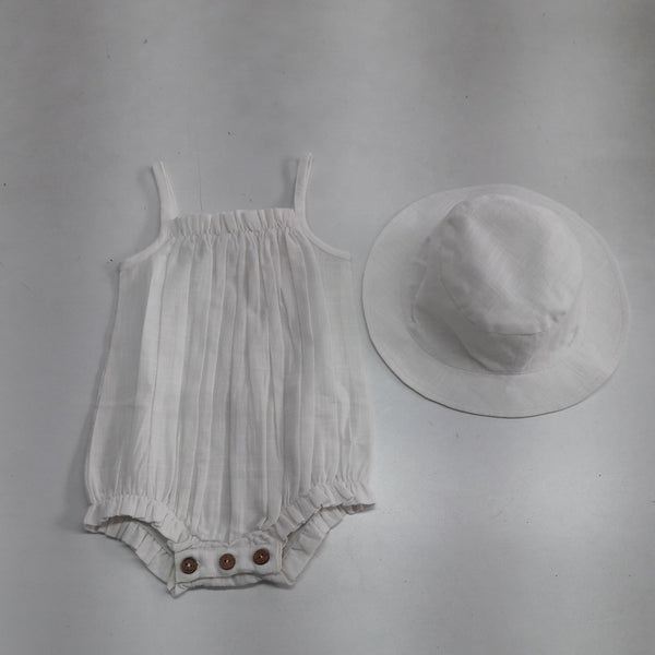 Ivory Infant Cotton Romper & Hat Set 2-pc. set Yo Baby Wholesale 