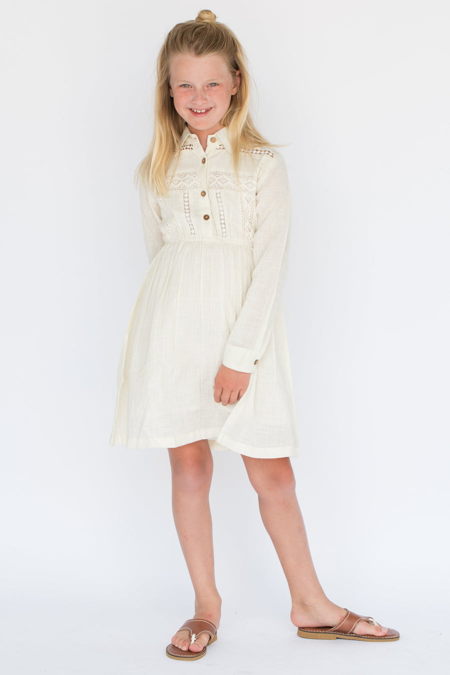 Ivory Net & Lace Detail Shirt-Dress