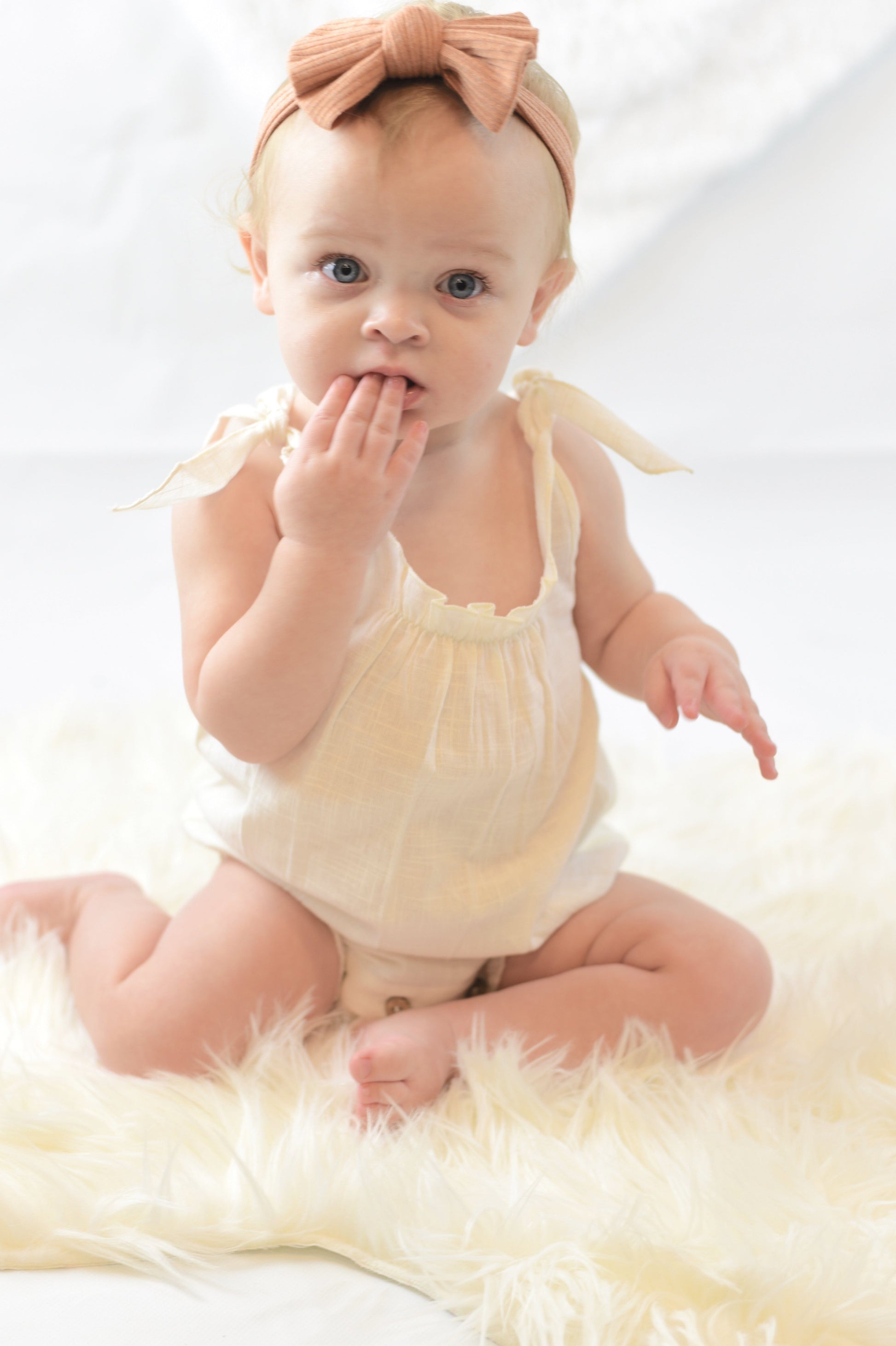 Ivory Romper with Shoulder Ties Dress Yo Baby Wholesale 