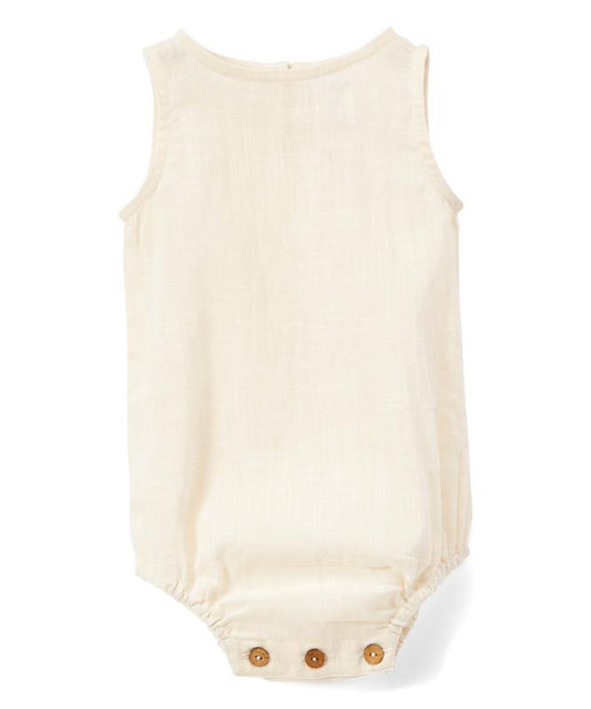 Ivory Unisex Sleeveless Romper - Newborn/Infant romper Yo Baby Wholesale 