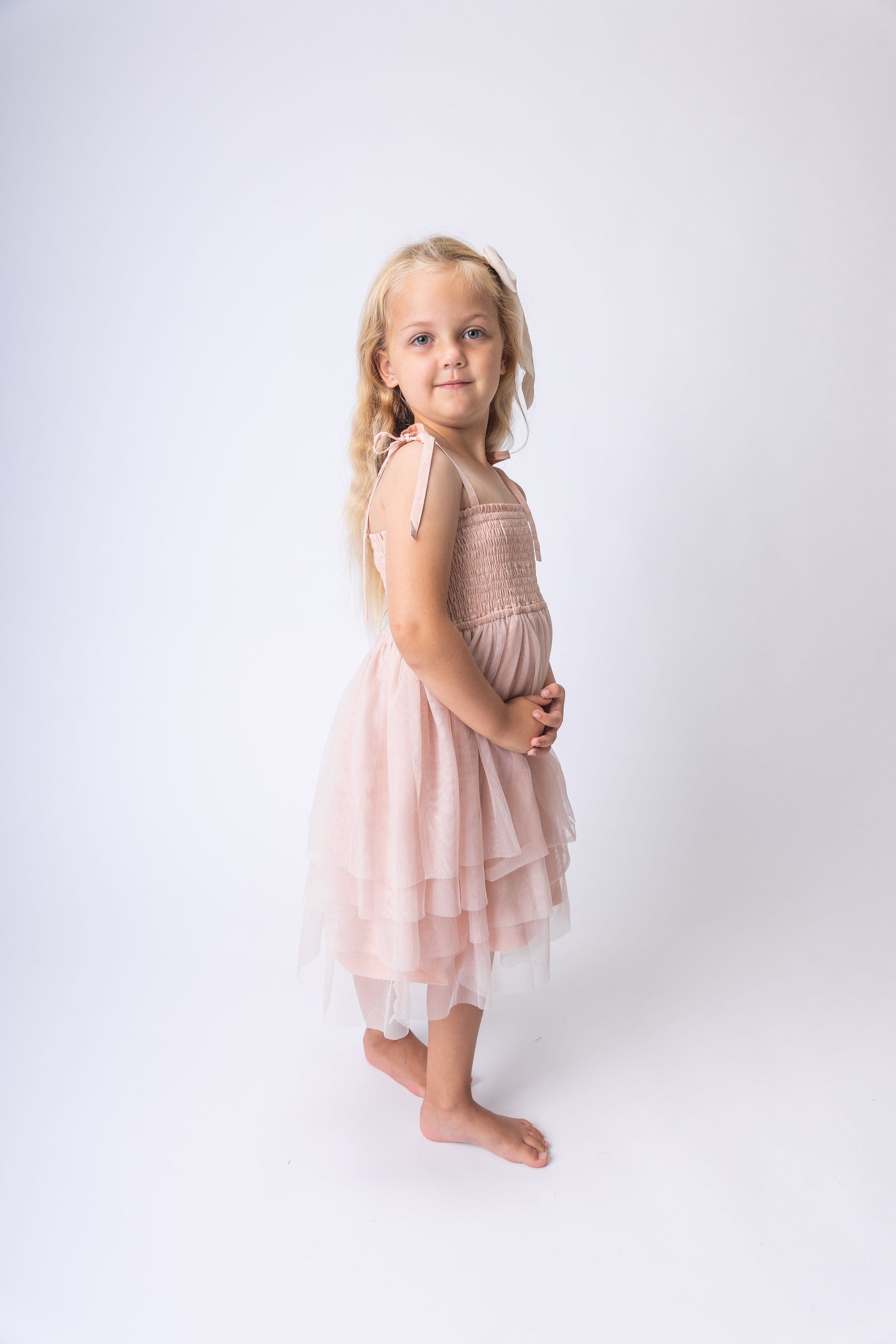 Light Pink Tulle Solid Color Ruffle Dress – Yo Baby India