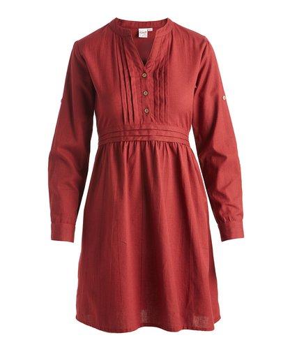 Maroon Button-Front Notch Neck Dress Dress Yo Baby Wholesale 