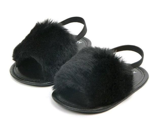 Mock Fur Sandals - Black Yo Baby Wholesale 