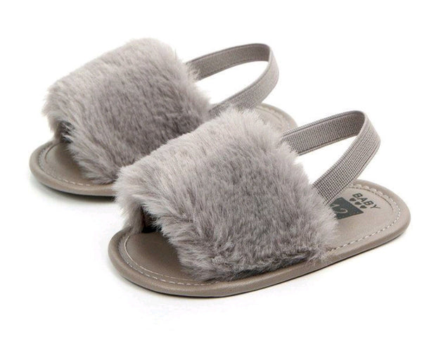 Mock Fur Sandals - Grey Yo Baby Wholesale 