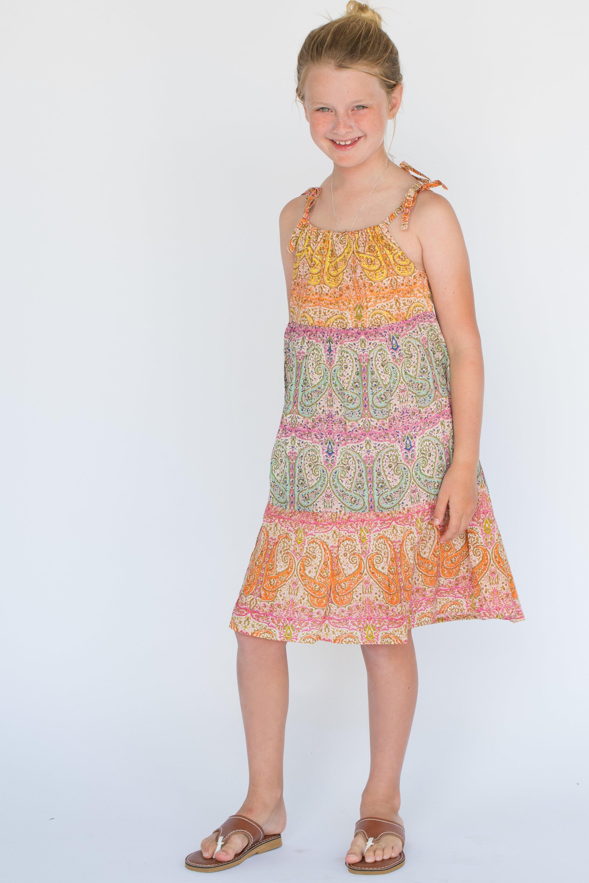 Multicolor Paisley Shoulder-Tie Dress - Main Image