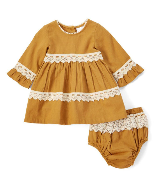 Mustard Lace Detail Dress Dress Yo Baby Wholesale 