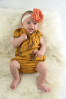Mustard Printed Dress with Yoke Detail and Chinese Collar Infant Dress Dress Yo Baby Wholesale 