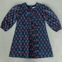 Navy Floral Print Front Pleated Dress dress & diaper cover Yo Baby India 