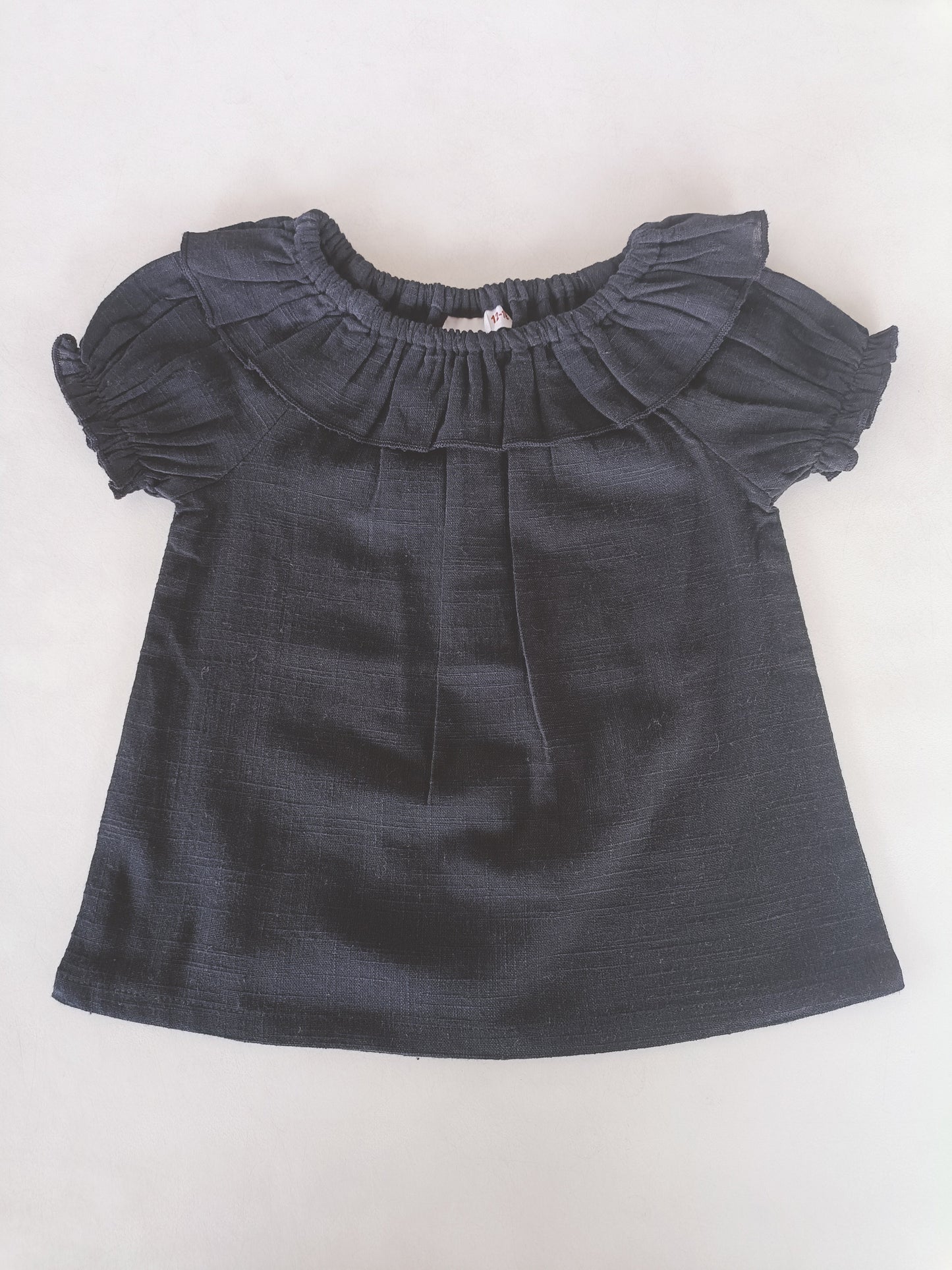 Neck Ruffle Sleeve Black Top TOP Yo Baby Wholesale 