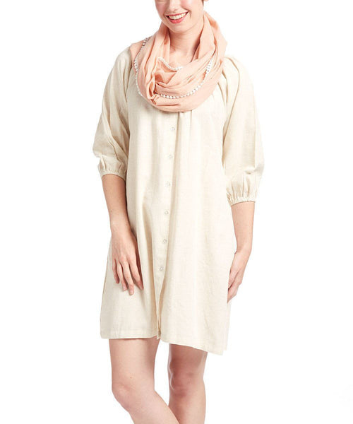 Off-white Dress With Blush Infinity Scarf 2-pc set Shirt-Dress Yo Baby Wholesale 