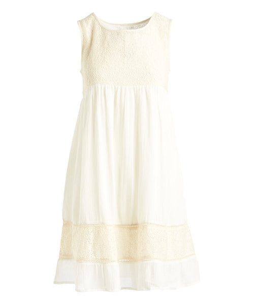 Off-White Lace Empire-Waist Dress Shirt-Dress Yo Baby Wholesale 