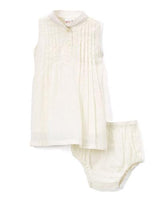 Off-White Pin-tuck Detail Infant Dress Dress Yo Baby Wholesale 