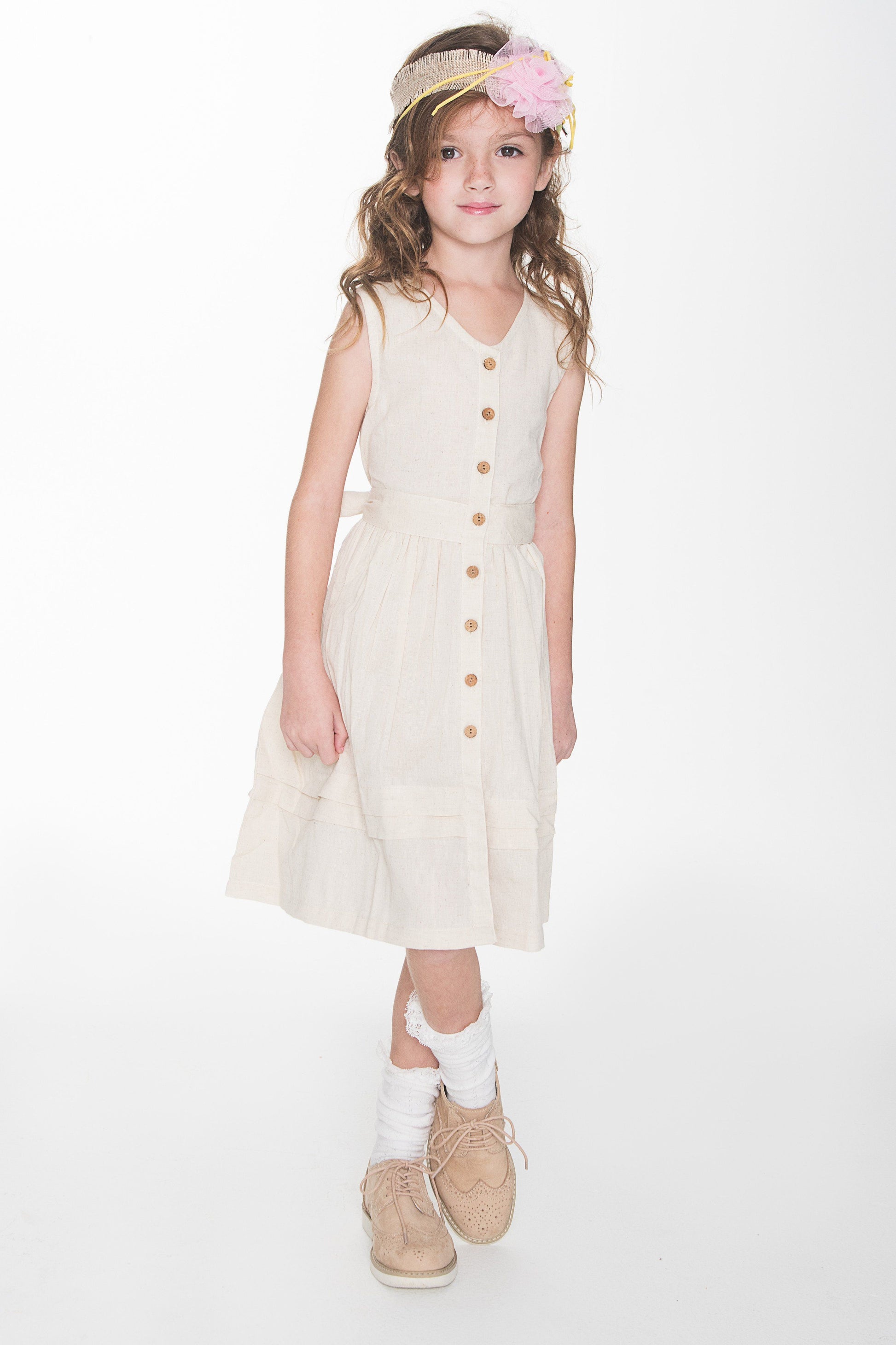 Off -White Pin-Tuck Shirt Dress Dress Yo Baby Wholesale 