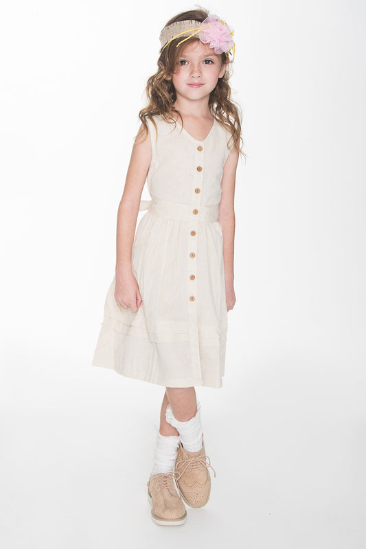 Off -White Pin-Tuck Shirt Dress Dress Yo Baby Wholesale 