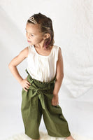 Olive Paper-Bag Pants & Pleated Top Set Dress Yo Baby Wholesale 