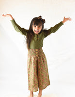 Olive Shirt with Floral Smocked High-Waisted Pants 2 pc. Set Dress Yo Baby Wholesale 