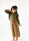 Olive Shirt with Floral Smocked High-Waisted Pants 2 pc. Set Dress Yo Baby Wholesale 