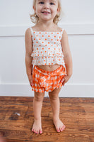 Orange Polka Dot Top & Orange Checkered Shorts Set Dress Yo Baby Wholesale 