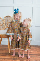 Paisley Print Bell-Sleeves Ruffle Dress & Diaper Cover Set dress & diaper cover Yo Baby India 