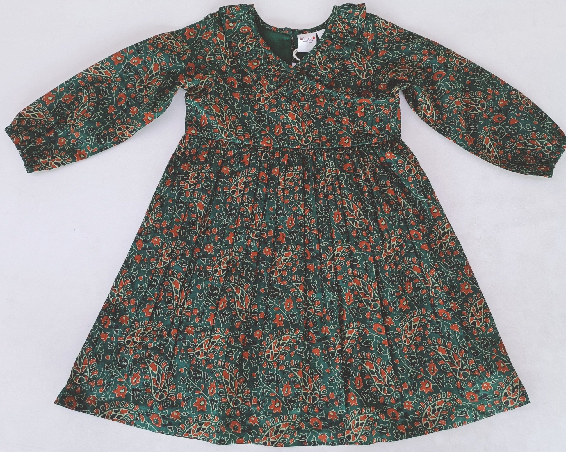 Paisley Print Long Sleeve Shift Dress With Ruffle Detail Dress Yo Baby India 