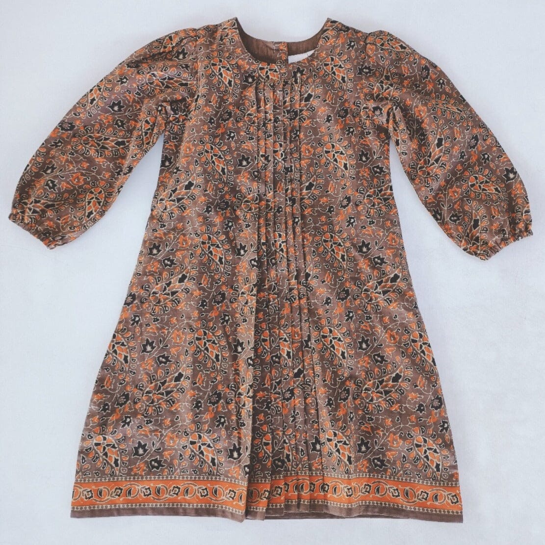 Paisley Printed Dress Long Sleeve With Pleat Detail 2-pc. set Yo Baby India 