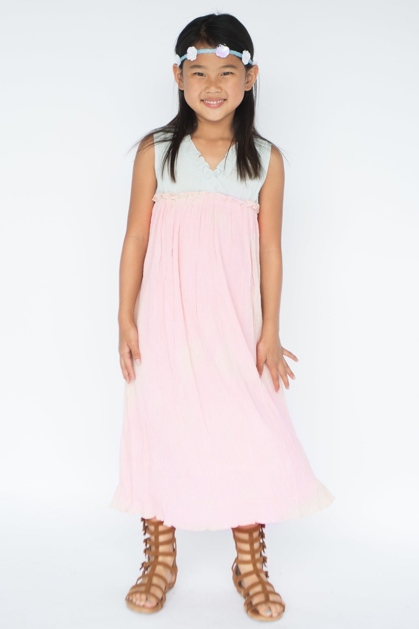 Pastel Blush & Blue Maxi Dress Dress Yo Baby Wholesale 