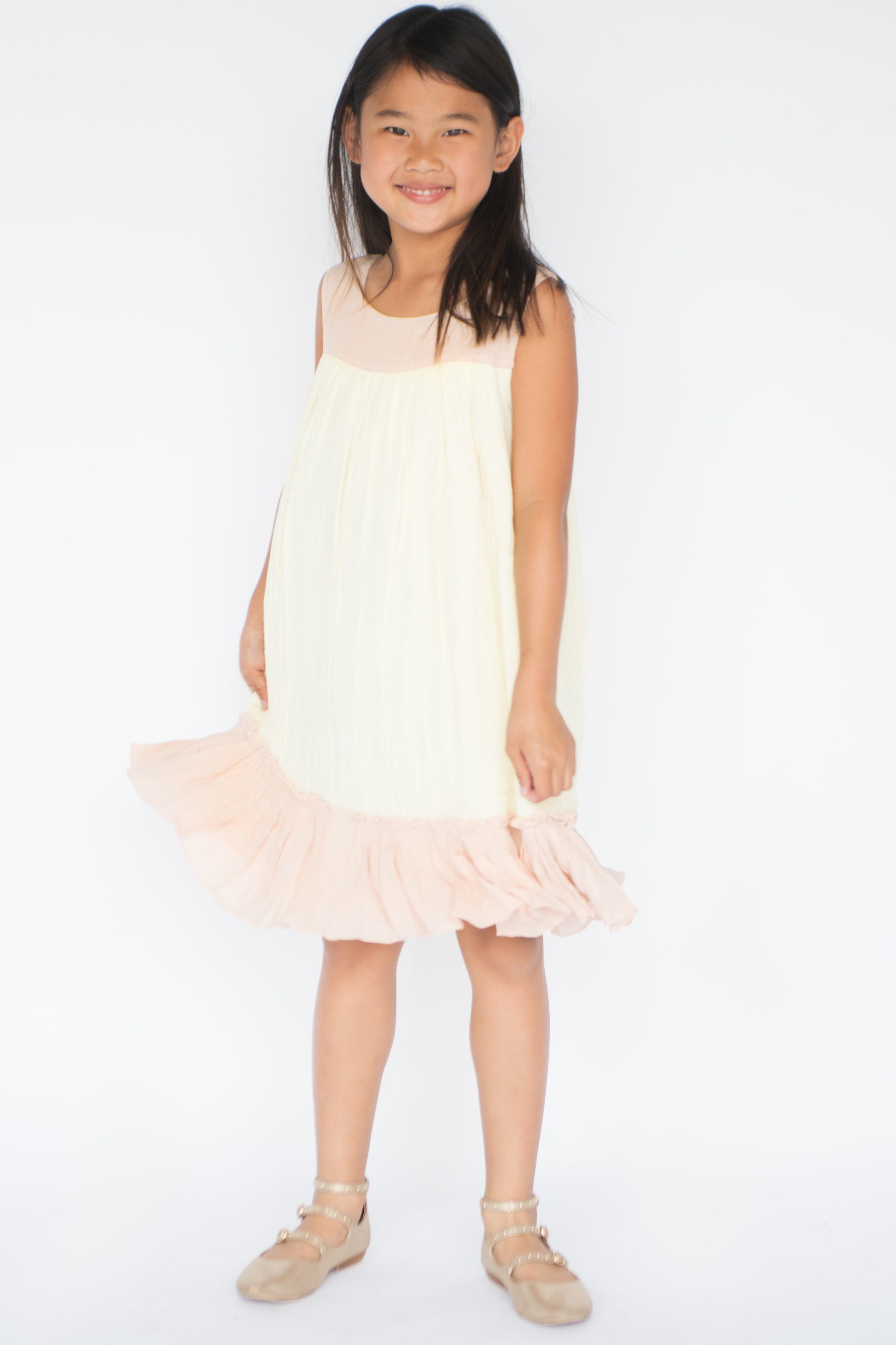 Pastel Yellow & Blush Shift Dress Dress Yo Baby Wholesale 