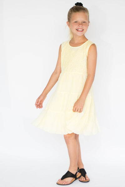 Pastel Yellow Net Detail Dress Dress Yo Baby Wholesale 