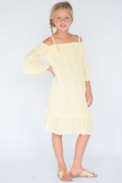 Pastel Yellow Off-Shoulder Dress Dress Yo Baby Wholesale 