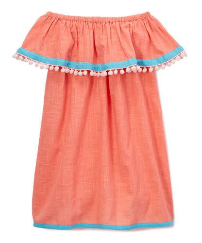 Peach and Blue Off-Shoulder Dress Dress Yo Baby Wholesale 