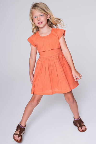 Peach Flounce Dress with Back Tie Dress Yo Baby Wholesale 