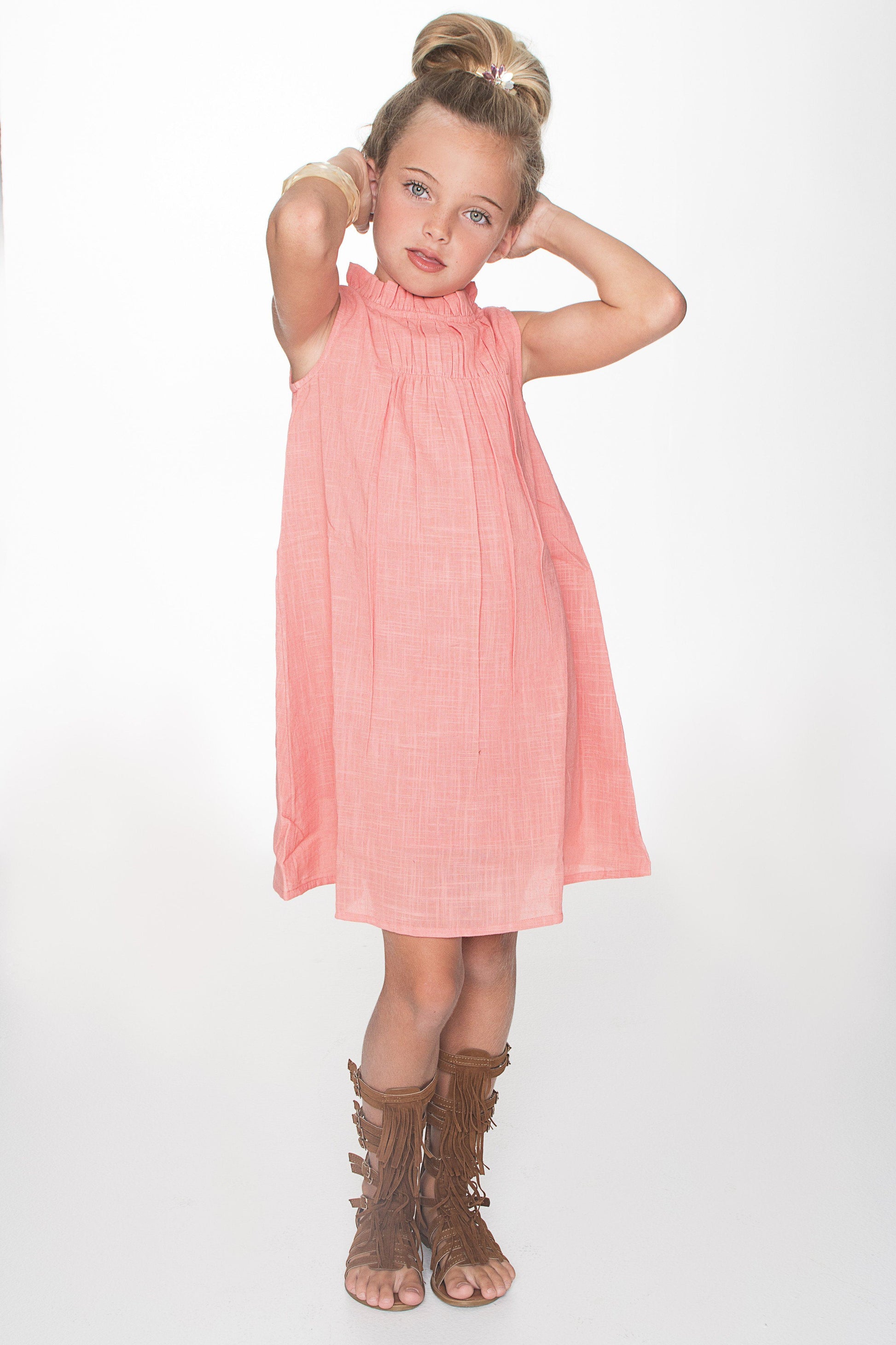 Peach Ruched Shift Dress Dress Yo Baby Wholesale 