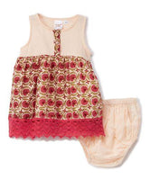 Pink Floral Lace-Trim A-Line Dress with Diaper Cover 2pc.set Dress Yo Baby Wholesale 