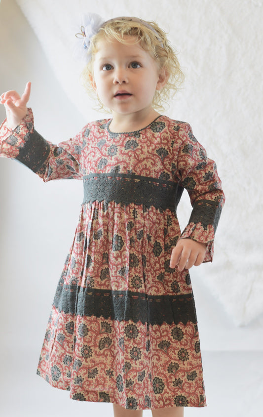 Pink & Grey Lace Dress Dress Yo Baby Wholesale 