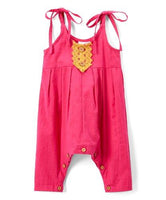 Pink Infant Jumpsuit with Yellow Lace Detail Dress Yo Baby Wholesale 